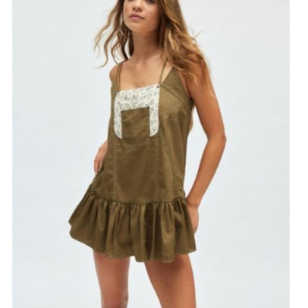 BDG Brown Lace Utility Dress